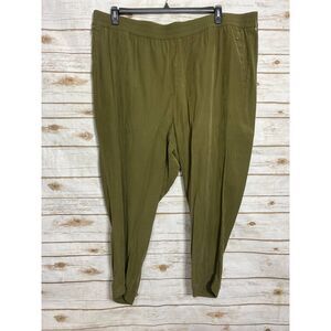Old Navy Women Plus High-Waisted Elastic Cuff Jogger Pants Olive Green Size 4X